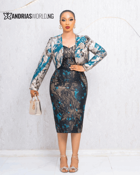 TEAL BLUE AND GOLD DAMASK DRESS SET